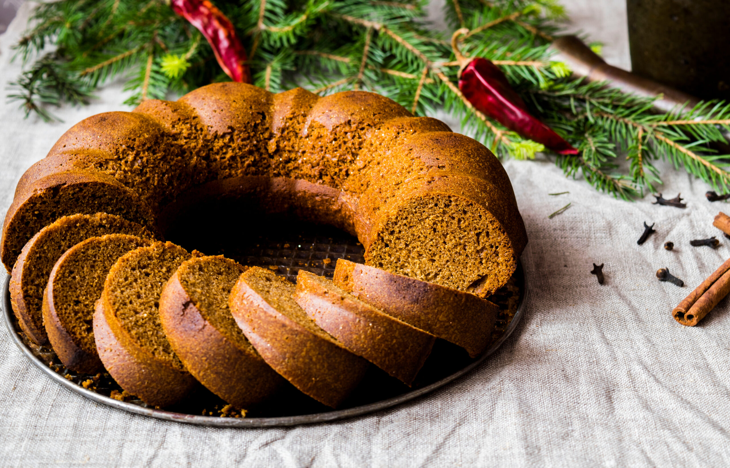 Christmas cake from rye flour with honey and spices